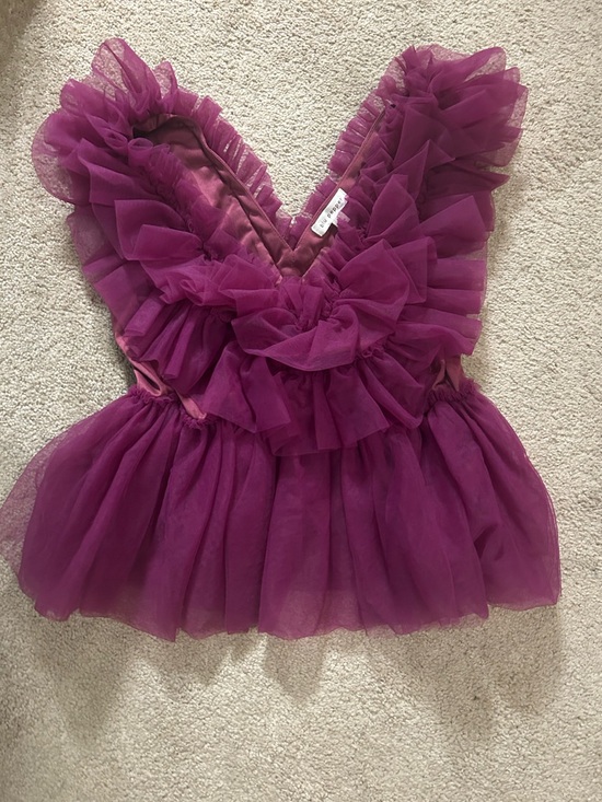 Blu Pepper Tops - Blu Pepper Plum Ruffle Pea Plum Tulle Top Medium
